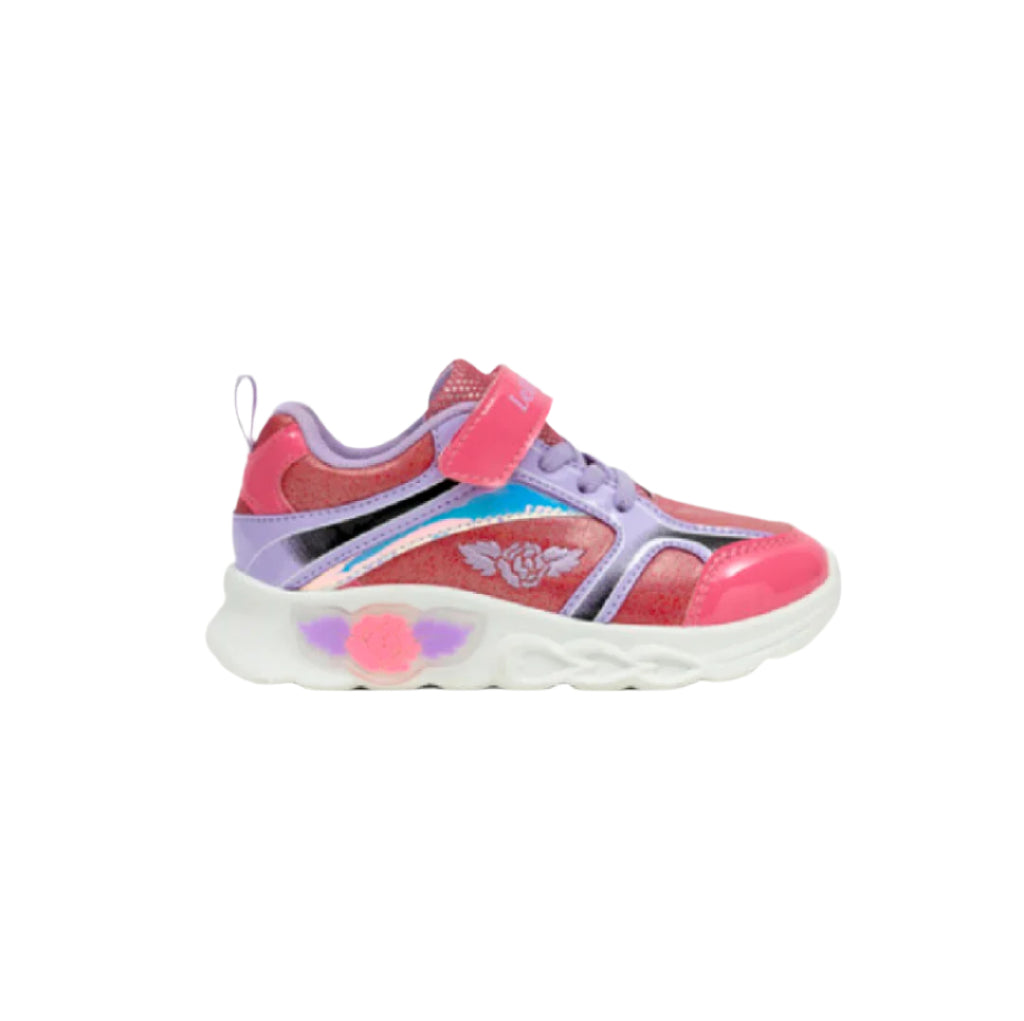 Pink and purple girl's sneaker on a white background