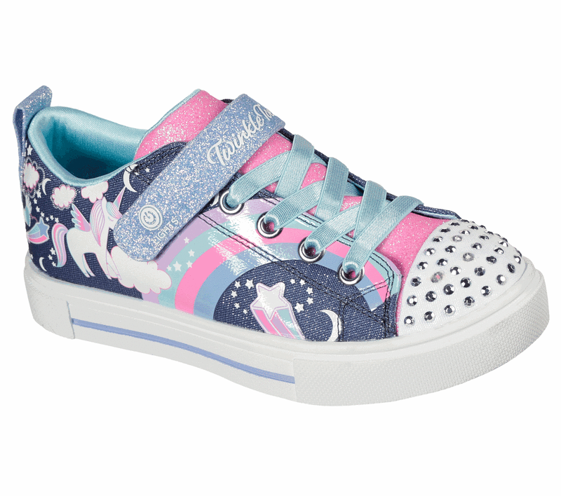SKECHERS GIRLS TWINKLE TOES 314789L NVMT UNICORN CHARM NAVY MULTY