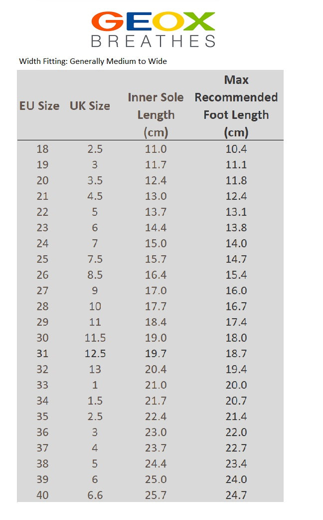 Geox shoes size chart Clearance