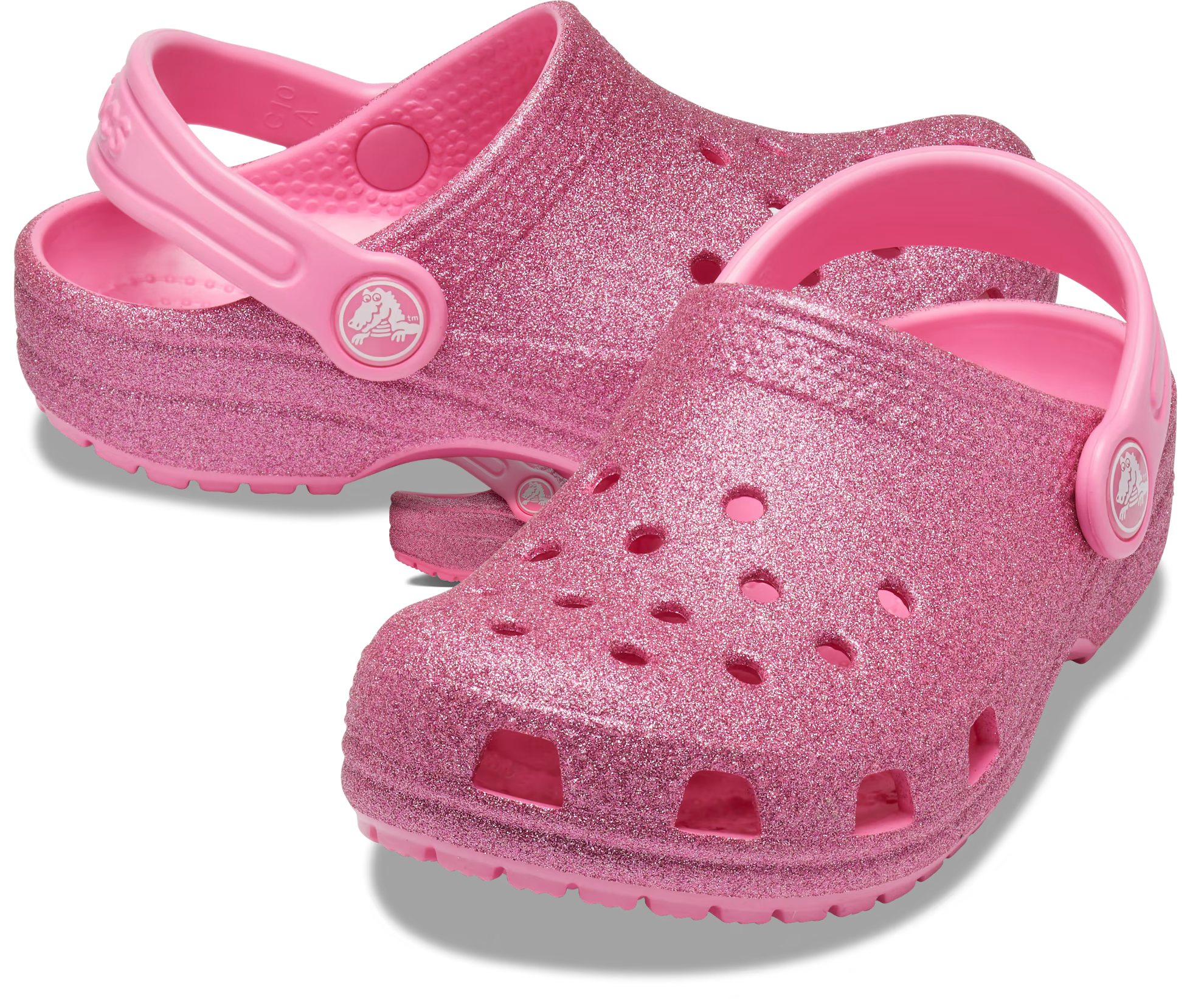 Pink glitter crocs with discount fur